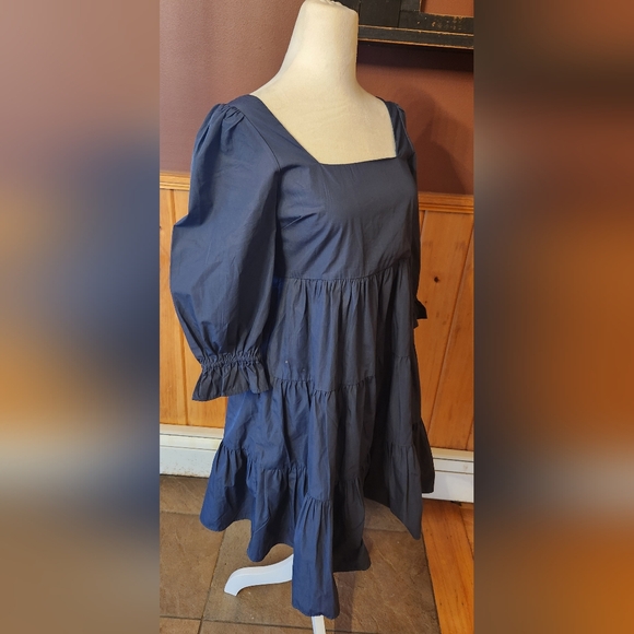 Madewell Poplin Lizzie Dress Square Neck in Twilight Size 00 - Picture 6 of 11